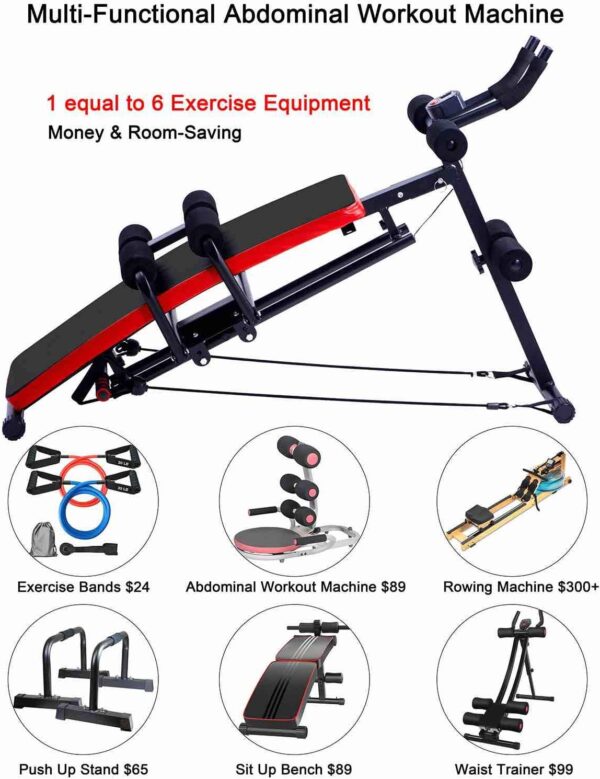 71peKQ2xxCL._AC_SL1500_.jpg KESHWELL Ab Workout Machine,Core Abs Exercise Equipment for Home Gym,Adjustable Sit Up Bench Strength Training Abdominal Cruncher,Foldable Core Workout Machine with Resistance Bands&LCD Display