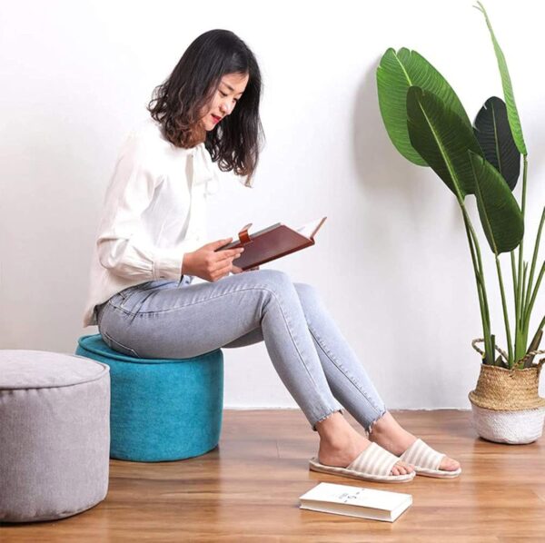 DASHADAO Round Solid Color Pouf Ottoman,Removable Stuffed Floor Cushion,Cotton Meditation Cushion Yoga Pillow,Soft Foot Rest Foot Stool,Kids Bean Bag Living Bedroom(Size:40x40x30cm(16x16x12