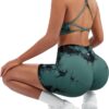 SUUKSESS Women Seamless Workout Sets Strappy Sports Bra High Waist Booty Shorts Outfits