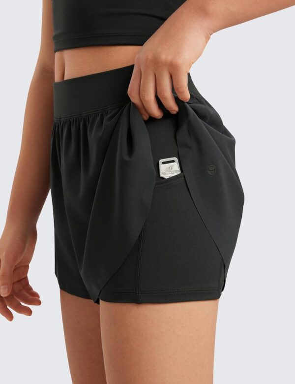 CRZ YOGA Girls 2 in 1 Dolphin Athletic Running Shorts with Pockets High Waist Teen Kid Workout Casual Tennis Soccer Split