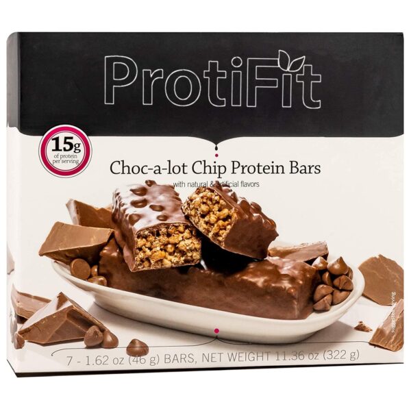 PROTIFIT - Low Calorie Choc-A-Lot Chip Protein Bar 2 Pack, High Protein, 15g Protein, Low Carb, Low Sugar, Ideal Protein Compatible, 7 Servings Per Box, (2 Pack)