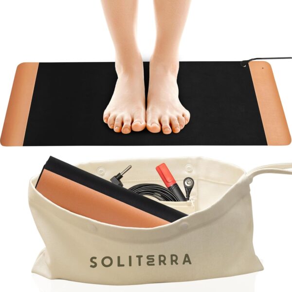 Grounding Mat for Feet - Foldable Earthing Grounding Mat for Bed with Tester Pen & Cord - Lightweight PMF Pad for Sleep, Meditation, Office, Yoga & Stress Relief - Canvas Bag, Desert Dusk