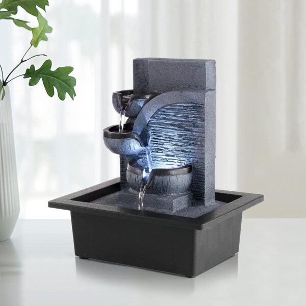 WICHEMI Indoor Fountain Tabletop Fountain Waterfall Fountains Relaxation Water Feature Feng Shui Zen Meditation Desktop Fountain with LED Light for Home and Office Indoor Spaces Decor (Style 6)