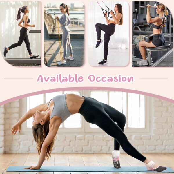 4 Pairs Grip Yoga Pilates Socks for Women ，Non-slip Yoga Athletic Socks with Grip Socks for Yoga Ballet Barefoot Workout Anti Skid