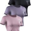 NELEUS Women's Running Crop Tank Tops Dry Fit Workout Athletic Crop Shirts Pack of 3