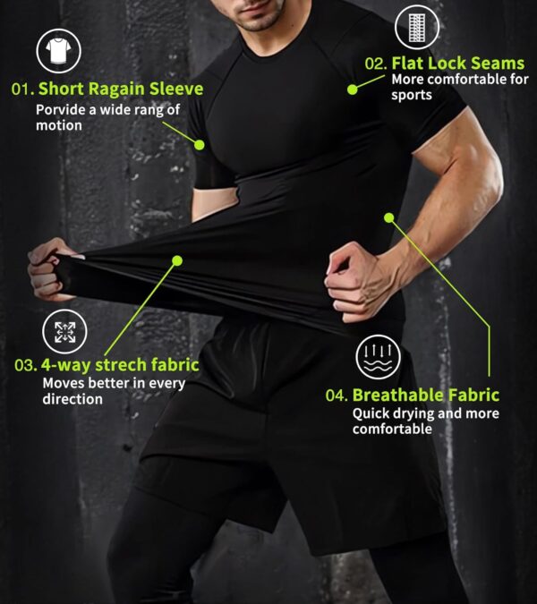 Youper Elite Men's Compression Short-Sleeve T-Shirt, Sportswear for Football, Exercise & Fitness