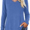 Amoretu Womens T Shirts Long Sleeve V Neck Shirts Casual Basic Tees