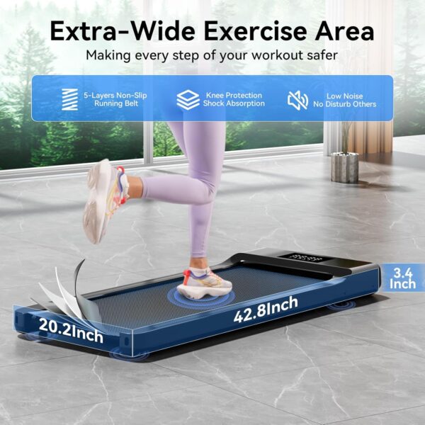 Walking Pad Treadmills for Home Office, Under Desk Walk Mat with APP and Remote Control, 3 in 1 Portable Exercise Equipment, Compact Jogging Running Machine for Small Space, 300 Lbs Capacity