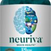 NEURIVA Plus Brain Supplement for Memory and Focus Clinically Tested Nootropics for Concentration for Mental Clarity, Cognitive Enhancement Vitamins B6, B12, Phosphatidylserine 30 Capsules