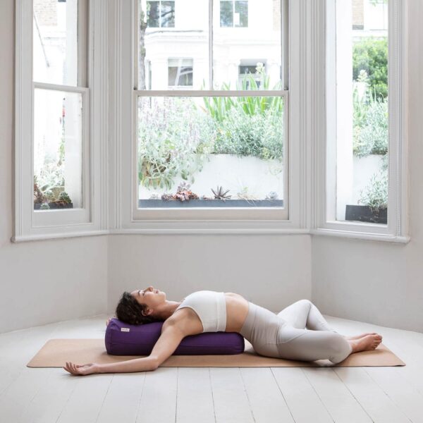 Yoga Bolster Cushion | Certified Organic Cotton Round Yoga Cushion for Support | Buckwheat Hulls Yin Yoga Bolster Pillows with Removable Washable Cover