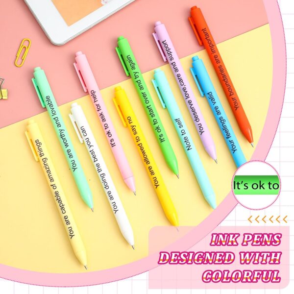 50 Pcs Gel Ink Pens Motivational Inspirational Quote Pen Retractable Rolling Ball Smooth Writing for Coworkers Supplies Office Home(Stylish Color,Mental Health Reminders)
