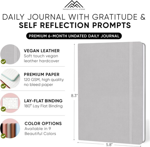 Best Daily Journal for Men & Women for Mindfulness, Productivity, Happiness & Self Care | Gratitude Journal, Affirmation Journal, Positivity Journal, Manifestation Journal, Self-Care Journal, Habit Tracker & Daily Journal with Prompts (Gray)