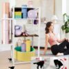 Yoga Mat Storage Rack with Wheels, 3 Tier Home Gym Workout Equipment Organizer for Dumbbells, Kettlebells, Foam Rollers