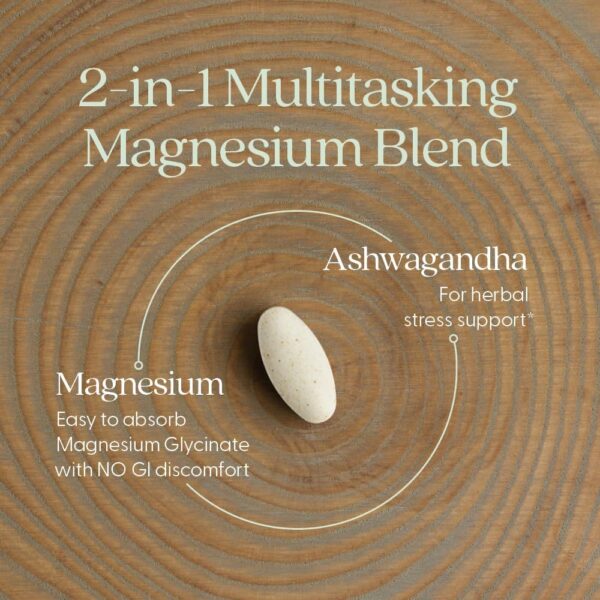 71qbzvbZXjL._AC_SL1000_.jpg New Chapter Magnesium + Ashwagandha Supplement, 325 mg with Magnesium Glycinate, 2.5x Absorption, Muscle Recovery, Heart & Bone Health, Calm & Relaxation, Gluten Free, Non-GMO - 60 ct (2 Month Supply)