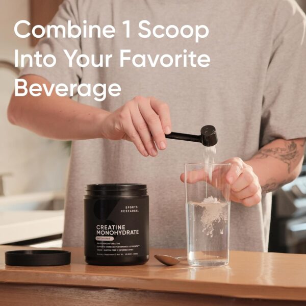 71qersVaAXL._AC_SL1500_.jpg Sports Research Creatine Monohydrate - Gain Lean Muscle, Improve Performance and Strength and Support Workout Recovery - 5 g Micronized Creatine - 1.1LBS