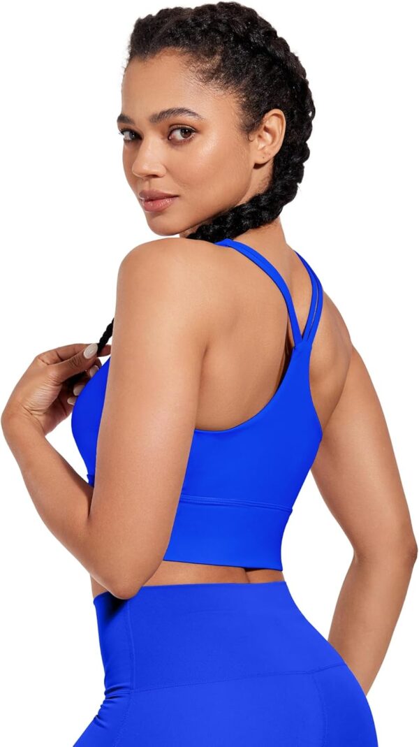 XUNYU Longline Sports Bra for Women Y Back Workout Tank Tops with Built in Bras Supportive Yoga Padded Crop Top