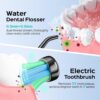 COSLUS Water Flosser & Electric Toothbrush Combo: 300ML, Portable, Cordless, Waterproof, Black, Teeth Cleaning, Deep & Daily Use - Water Dental Pick Oral Care Combo