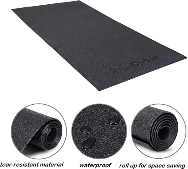 ZENY Exercise Equipment Mat Treadmill Mat 8x3 ft Floor Mat High Density Fitness Gym Mat for Indoor Bike Cycling Mat,Jump Rope Mat,Elliptical Mat,Hard Floor Carpet Protection Black