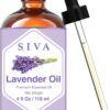 Siva Lavender Essential Oil 4 Fl Oz with Glass Dropper – 100% Pure, Natural, Undiluted & Therapeutic Grade, Amazing for Skin & Hair Care, Diffuser, Aromatherapy, Massage, DIY Soaps & Candles