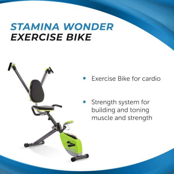 71qpmLjUmoL._AC_SL1500_.jpg Stamina Wonder Exercise Bike | Build Upper and Lower Body Strength on One Machine | Includes Two Online Workout Videos, Chartreuse and Gray