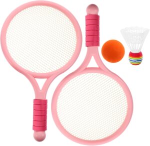 Happyyami 2pcs Cartoon Style Tennis Racket for Pink Outdoor Fitness Equipment for Fun Play Activity for and Fitness Games