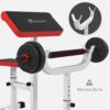 Soozier Adjustable Preacher Curl Bench with Brabell Rack, Strength Training Seated Arm Isolated Barbell Dumbbell Bicep Station, 265 LBS Home Gym Fitness Equipment