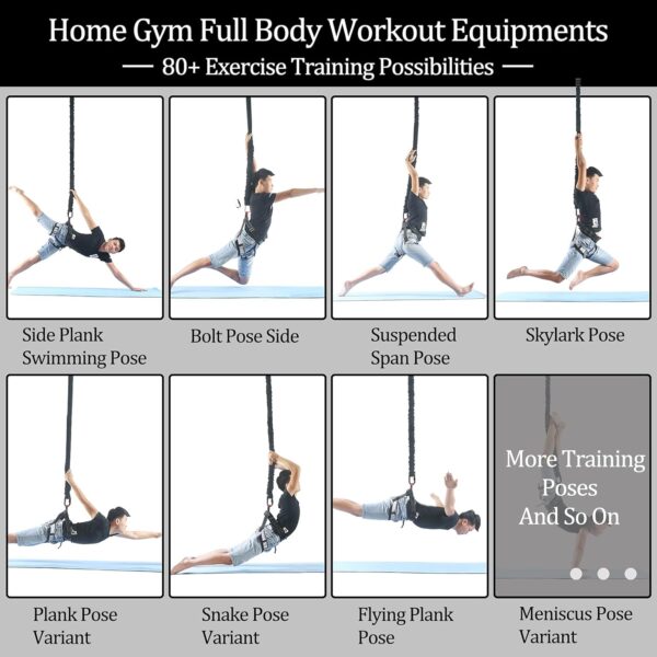 DASKING Natural Latex Heavy Bungee Resistance Band Set Gravity Yoga Bungee Cord Resistance Belt Set 4D Bungee Dance Rope Workout Fitness Home Gym Professional Training Equipment for Better Stretching