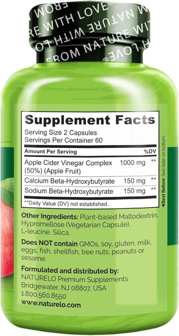 71qsoGadFxL._AC_SL1500_.jpg NATURELO Apple Cider Vinegar Capsules - Natural ACV with Mother Supplement for Men & Women for Detox, Cleanse and Weight Management - 120 Vegan Capsules