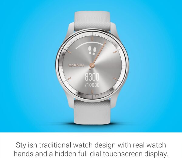 Garmin vívomove Trend, Stylish Hybrid Smartwatch, Long-Lasting Battery Life, Dynamic Watch Hands and Touchscreen Display, Mist Gray