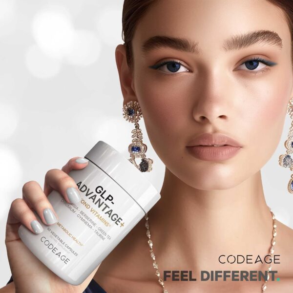 Codeage GLP-Advantage+ Supplement - Metabolic & GLP-1 Activity Support - Chromium, Berberine, Green Tea, Gymnema, Curcumin, Taurine, Resveratrol - Weight Management & Gut Health, Non-GMO - 60 Capsules
