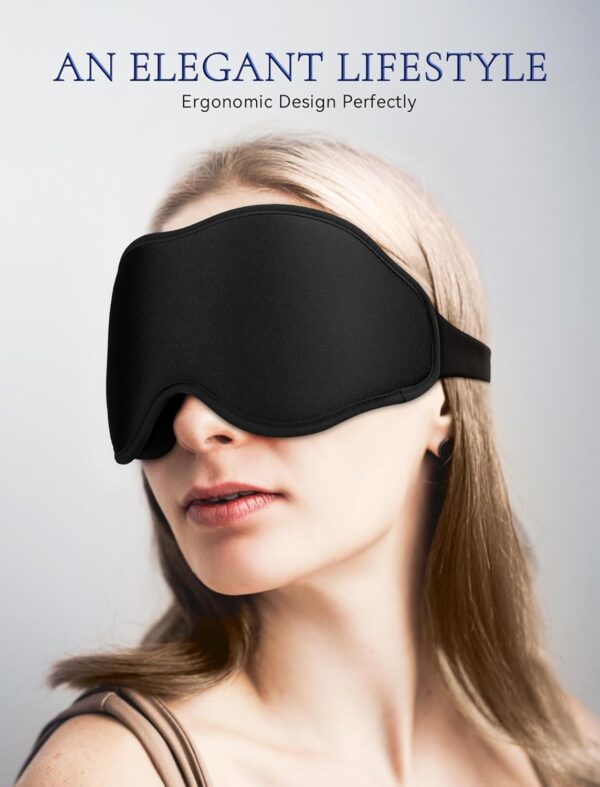 Sleep Mask Blackout for Men Women: Lightweight 3D Contoured Eye Mask for Lash Extensions - Adjustable Strap Washable Zero Pressure - Perfect for Side Sleepers Airplane Travel Yoga Meditation Black