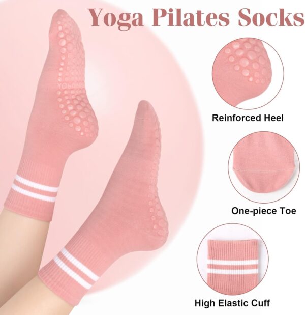 YSense Thin Pilates Grip Socks for Women Non Slip, Yoga Barre Socks Grippy Socks for Pilates, Dance, Ballet, Barre, Hospital