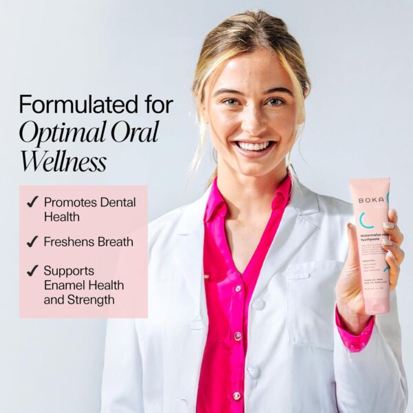 Boka Fluoride Free Toothpaste Nano Hydroxyapatite, Helps Remineralize, Appropriate for Sensitive Teeth, Whitening - for Adult, Kids Oral Care - Watermelon Mint Flavor, 4oz 3Pk - US Manufactured