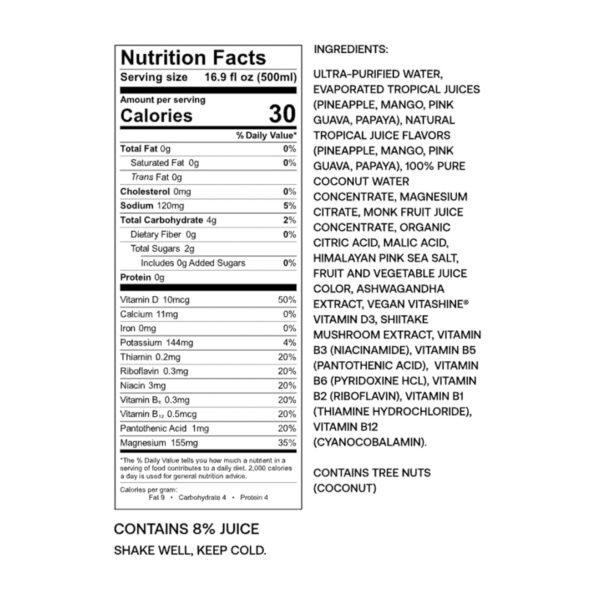 Barcode Sports Drink with Electrolytes Malibu Punch (12 Pack) - Premium Hydration, No Added Sugar - Adaptogen-Powered Plant-Based Beverage - 12 Vitamins & Minerals for Immunity & Performance