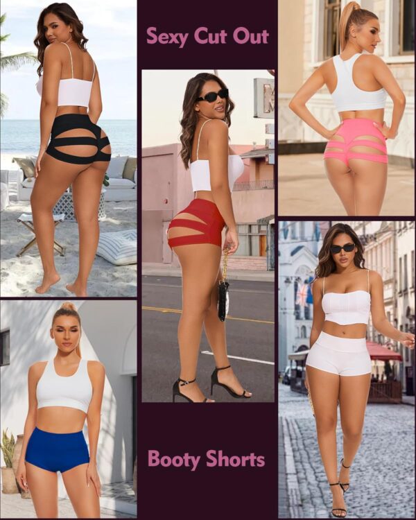 Scrunch Booty Shorts for Women V Back High Waisted Yoga Shorts Cut Out Rave Bottoms Butt Lifting Short Mini Hot Pants