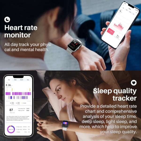 TOZO S2 44mm Smart Watch Alexa Built-in Fitness Tracker with Heart Rate and Blood Oxygen Monitor,Sleep Monitor 5ATM Waterproof HD Touchscreen for Men Women Compatible with iPhone&Android Space Gray