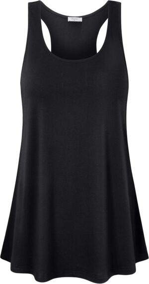 Cestyle Womens Sleeveless Scoop Neck Flowy Loose Fit Workout Shirts Racerback Long Tank Tops