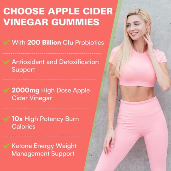 Apple Cider Vinegar Keto ACV Gummies with Mother, Max Strength Advanced 2000mg with Probiotics & Vitamin B12, for Digestion, Metabolism, Cleanse & Detox Diet, 60 Count