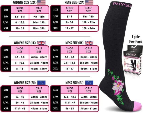 Physix Gear Compression Socks 20-30 mmHg - Men & Women - Running, Nurses, Shin Splints, Flight, Travel