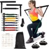 Verde Acqua Pilates Bar Kit with Resistance Bands for Women - Multifunctional Pilates Sculpt Bar for Any Height - Workout Equipment for Home Gym - Includes Exercise Chart for Full Body Workout