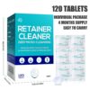 Retainer & Denture Cleaner Tablets 120 Pcs (4 Months Supply) - Retainer Cleaner Tablets for Invisalign,Retainers, Dentures, Night & Mouth Guard,Removes Stains & Plaque, Mint Flavor
