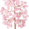 Rose Quartz Healing Crystal Tree of Life Natural Gemstone Agate Slice Base Copper Wire Wrapped Money Trees Pink Feng Shui Reiki Energy Decorations Home Office Room Desk Decor Gifts for Women Men