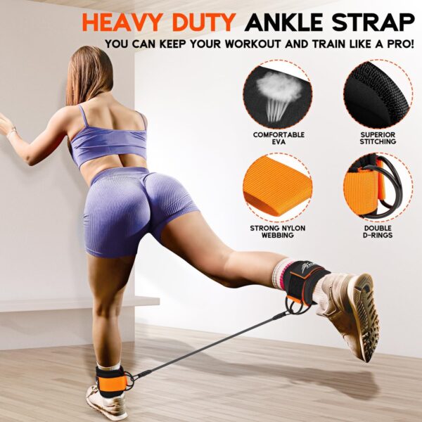 Ankle Resistance Bands, Ankle Bands for Working Out with Cuffs, Resistance Bands for Leg Butt Training Workout Equipment for Kickbacks Hip Gluteus Training Exercises, Ankle Strap with Exercise Bands