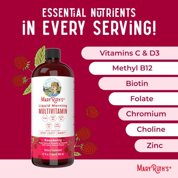 MaryRuth Organics Multivitamin for Women Men & Kids | Vegan, Sugar Free | Womens Multivitamin & Multimineral | Beauty & Energy Women's Multivitamin | Non-GMO | 32 Fl Oz