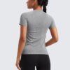 CRZ YOGA Seamless Workout Tops for Women Short Sleeve Athletic Tees Breathable Gym Running Yoga Shirts