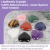 NatureWonders 8 Crystal Hearts 1.4" (Booklet, Pouch, Gift Box) Chakra Stone, Healing Crystal, Palm Thumb Stone, Powerful & Popular, All Natural, Finished with Beeswax, Meditation, Energy Healing Reiki
