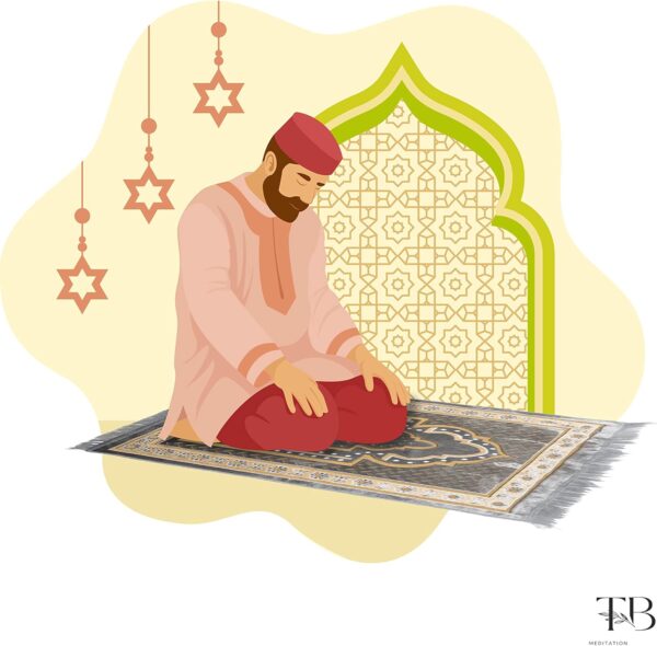 TB Islamic Prayer Rug Soft Velvet Muslim Mat Unique Arabic Turkish African Embroidered Design Prayer Bead Daily Salah Prayer Meditation Ramadan Eid Gift for Women Men Kids (Dark Gray)