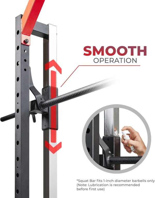 Sunny Health & Fitness Premium Smith Machine & Squat Cage Rack, Pull-Up Bar, Spotter Blocks for Weightlifting & Bench Press for Home Gym Strength Training