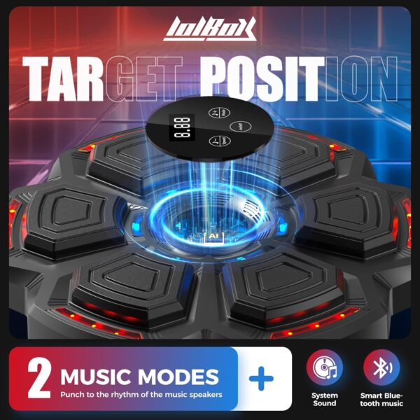 Music Boxing Machine for Adults,Bluetooth Smart Boxing Traineing Machine,Wall Target Punching Workout for Kids,Reflex Training Suitable for Home,Office,Gym,Fun Fitness Equipment