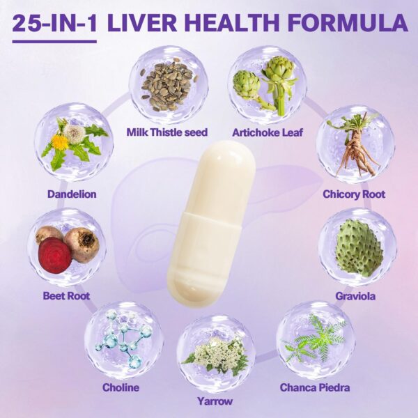 Liver Cleanse Detox & Repair 25-in-1 with Milk Thistle,Dandelion Root,Beetroot, Artichoke Extract for Liver Health Herb Liver Support Supplement Vitamins Zinc, Choline 90 Vegan Capsules